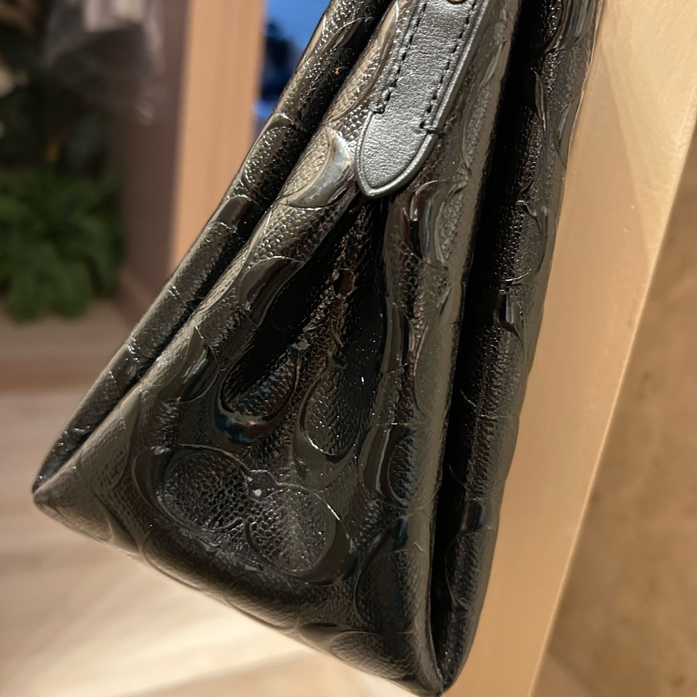 Coach Black Embossed Leather Satchel 12” x 9” x 5” approximately - Picture 13 of 13